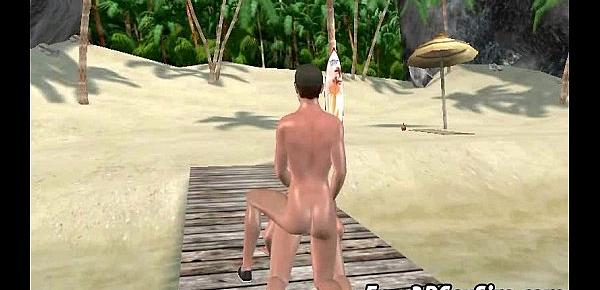  Busty 3D cartoon blonde gets fucked on the beach